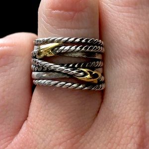 David Yurman double x crossover with 18k gold